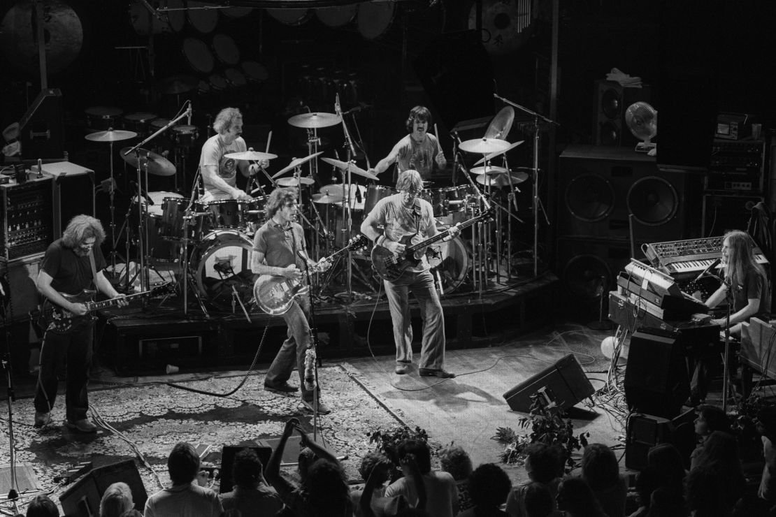 The Grateful Dead performing at the Warfield Theater in San Francisco on October 2, 1980. Front, from left: Jerry Garcia, Bob Weir and Phil Lesh. (Photo by Clayton Call/Redferns)