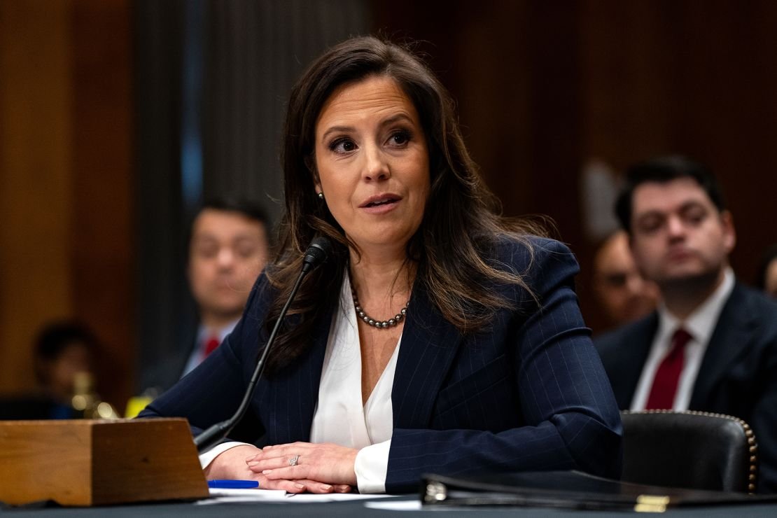 Elise Stefanik testified before the Senate Foreign Relations Committee on her nomination for ambassador to the United Nations on Capitol Hill on Tuesday.