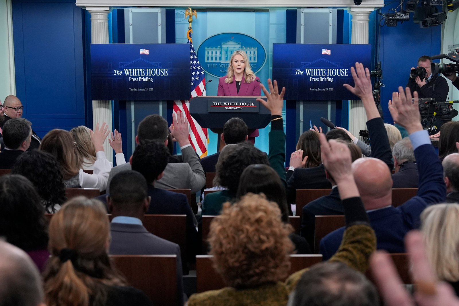 Levit gave remarks during his first briefing at the White House and targeted many of Trump's achievements in the first week. He also talked about adding new media sounds to the room