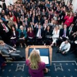 Karoline Leavitt faced down the White House press in her first briefing. It was Trump’s voice that followed