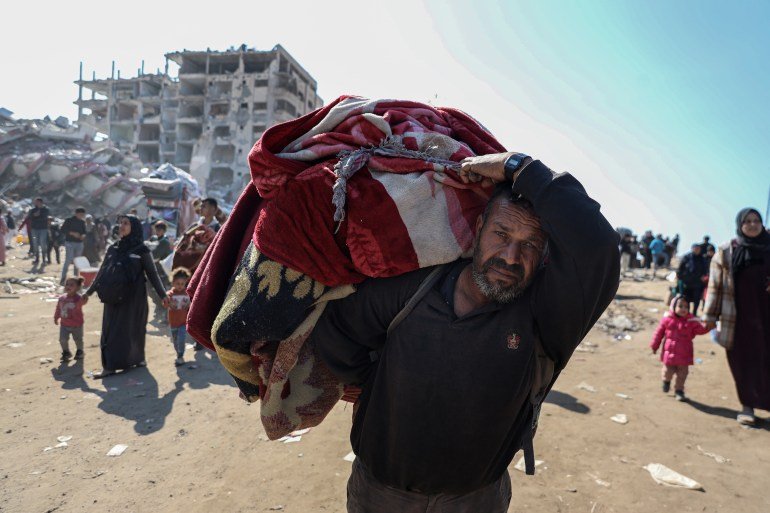 Man picks up goods on his shoulder