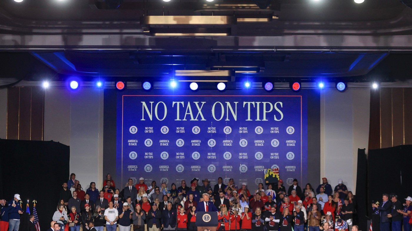 In Las Vegas, Trump once again pitches no taxes on tips : NPR