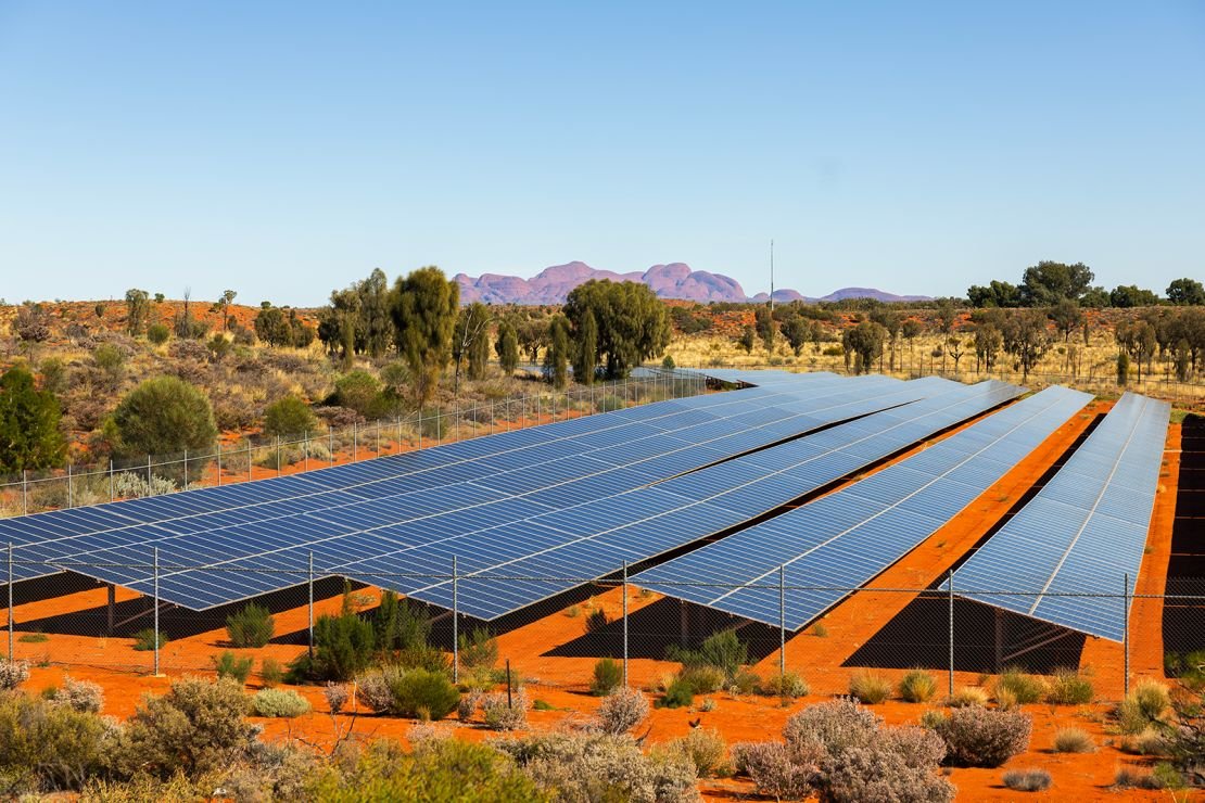 Solar panels near Alwar, Australia. Millions of houses also rely on roof solar panels for electricity.