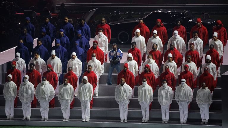 The Canderk Lamar performs during the Half Time Show. Photo: Reuters