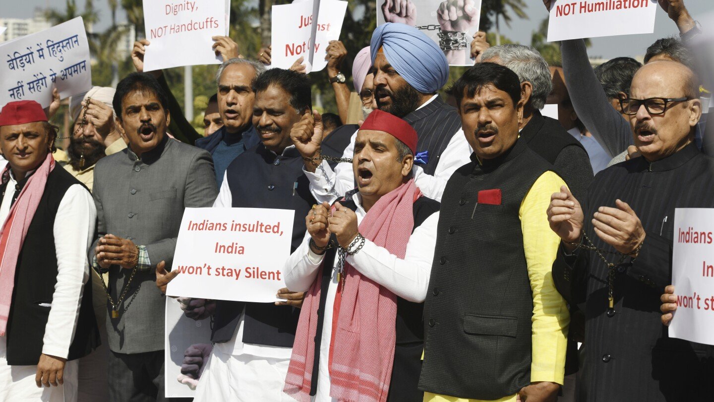 Opposition lawmakers protest alleged mistreatment of Indian deportees by US