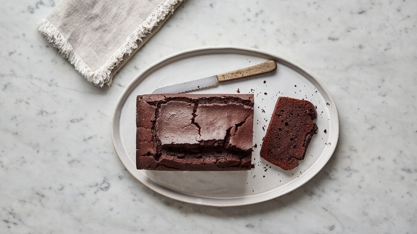 Two types of chocolate in an elegant loaf cake for Valentine's Day