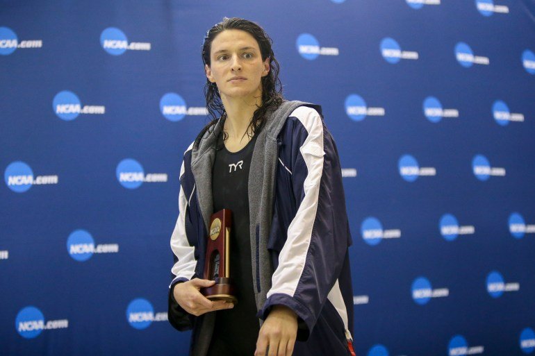 March 18, 2022; Atlanta, Georgia, USA; Thomas won the trophy after the Pan Quicks swimming in the fifth final in the NCAA swimming and diving championship in Georgia Tech and the fifth in the fifth final in 200 free. Mandatory Credit: Brett Davis-Yo SA Today Sports