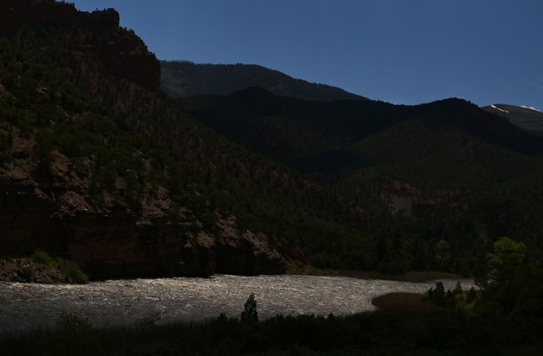 The Colorado River is flowing southwest near Colorado, Gypsum, Colorado.