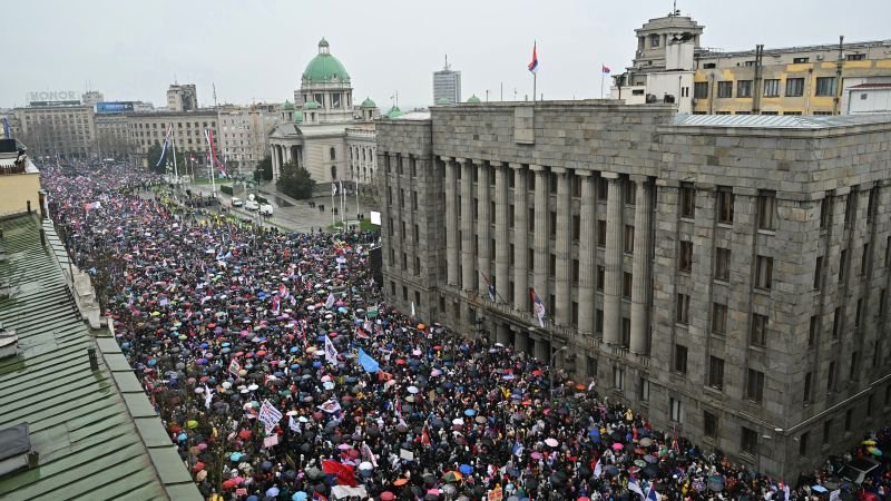 Over 100,000 people rally in massive anti-corruption protest against Serbian government