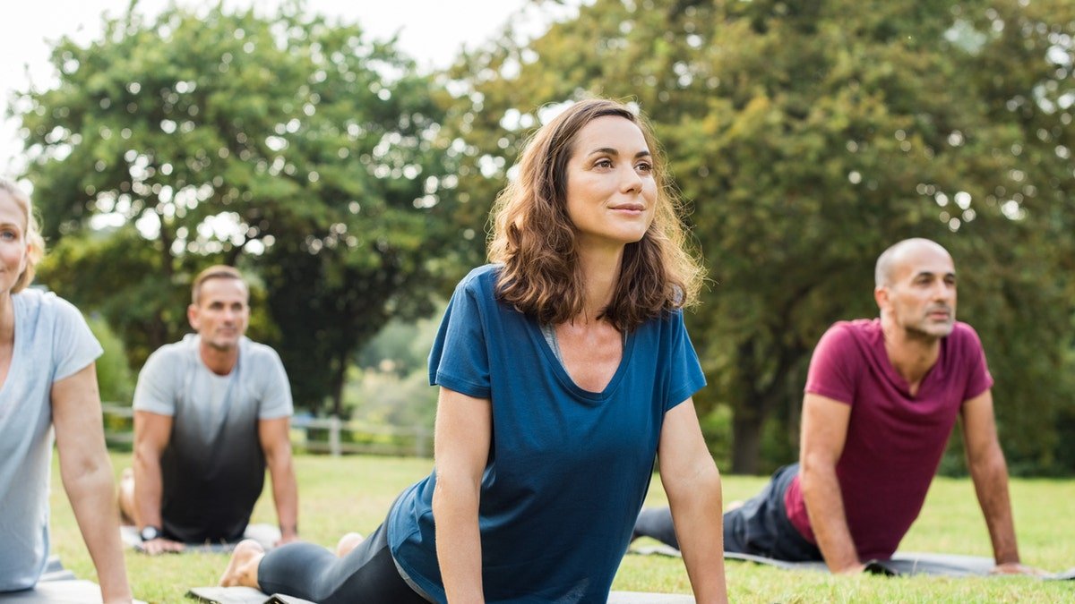 People are doing yoga