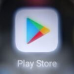 The Google Play store application logo displayed on a smartphone screen.