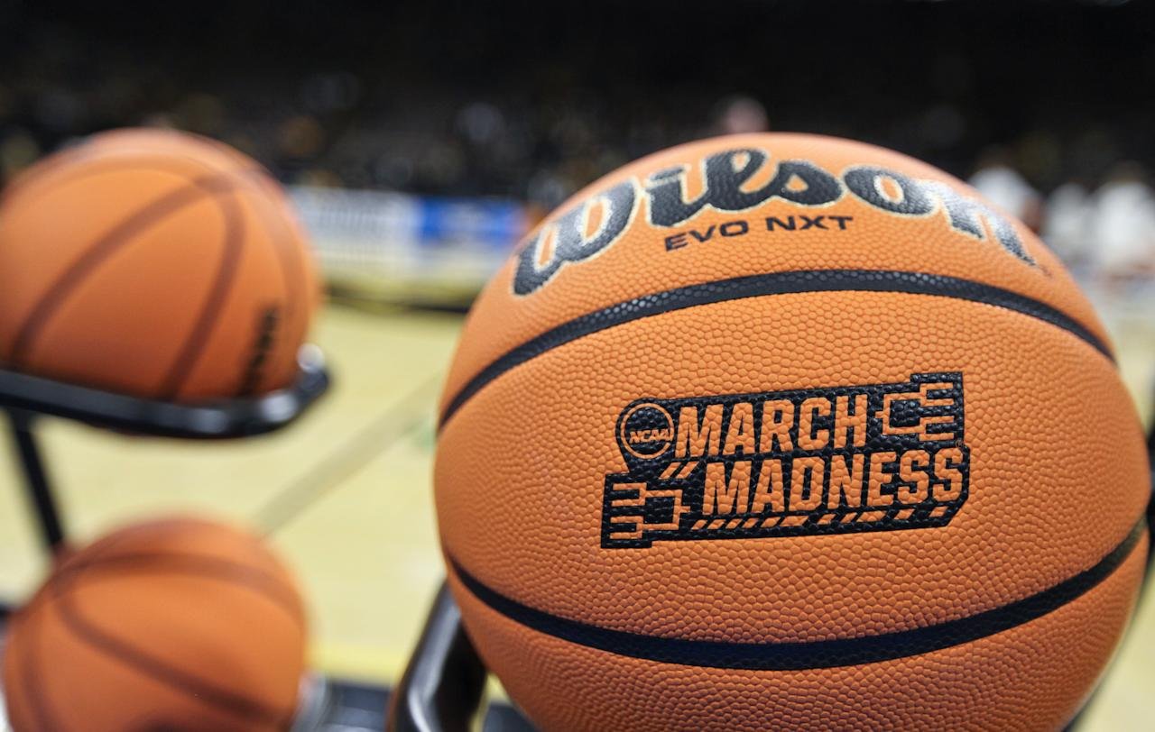 Iowa City, Iowa. March 23: In Iowa City, Iowa, March 23, 2024, in the first round of the 2024 NCA Division 1 Women's Basketball Championships in the Carver Hockey Arena, Iowa Hockey and Holly Cross Crossers used for the match -up between the Wilson Basketballs used for the match -up. (Photo for Matthew Holdst/Getty Images)