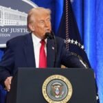 Fact check: Trump’s false claims on immigration, Biden, Ukraine in DOJ remarks