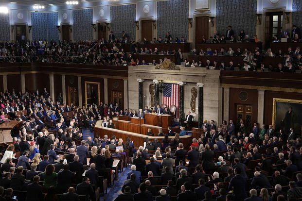 President Donald Trump addresses a joint session of Congress.