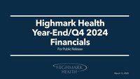 Highmark Health revenue grows 9% year over year to $29.4 billion; reports $50 million net income through year-end 2024 despite industry challenges