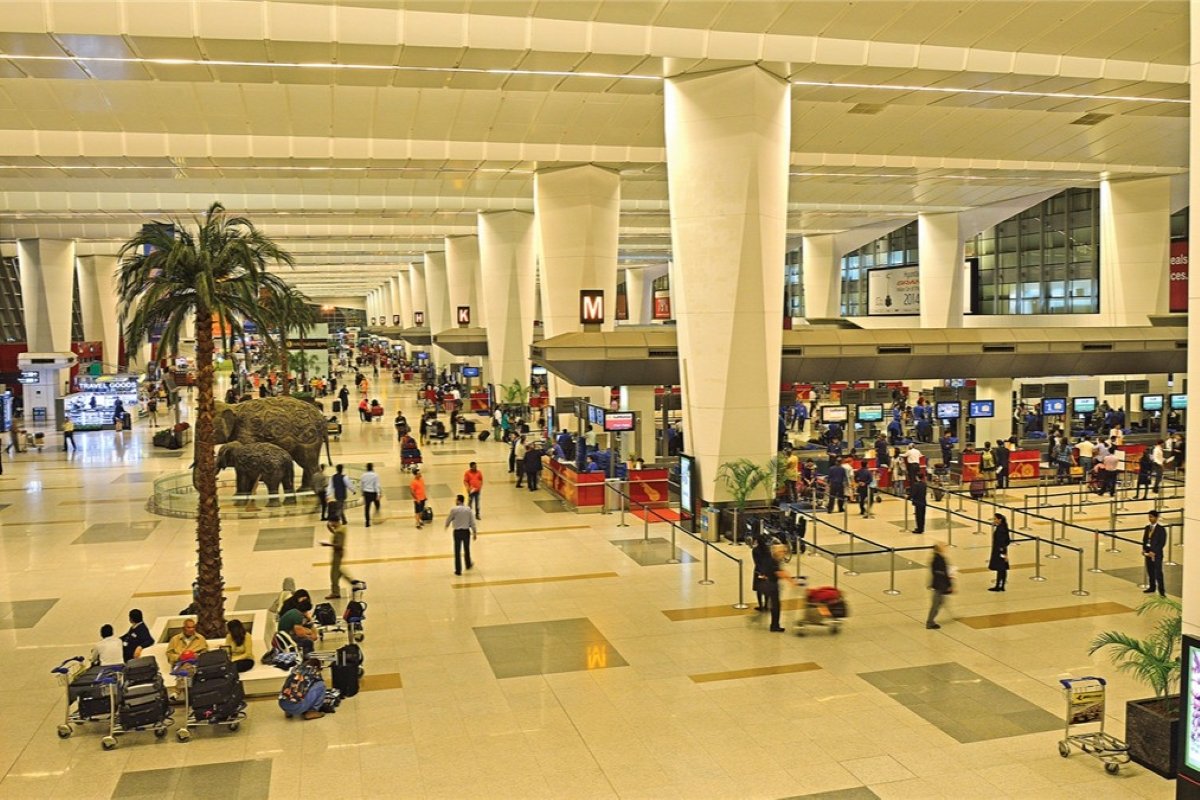 Passengers at the Indira Gandhi International Airport in Delhi.