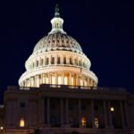 Congress, seen from outside at night