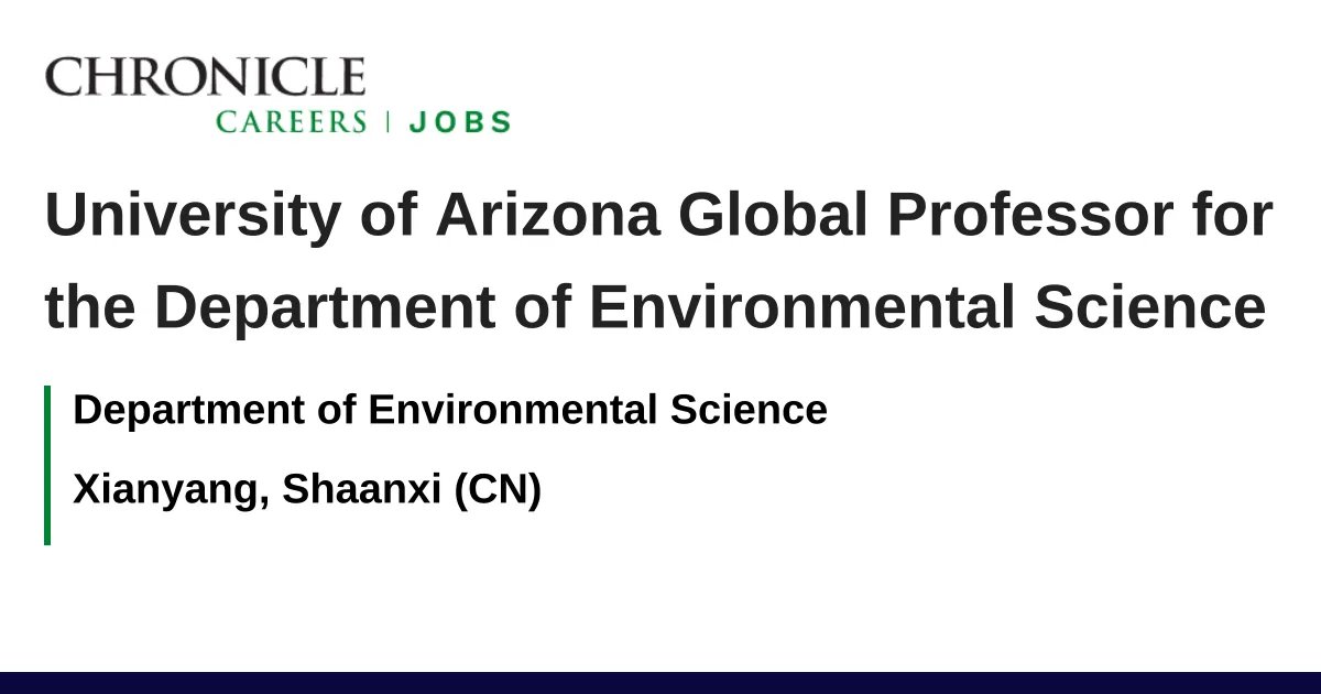 University of Arizona Global Professor for the Department of Environmental Science job with Department of Environmental Science